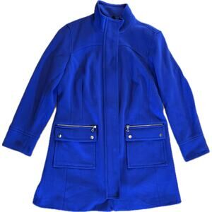 I.N.C. Coat Womens XL Blue Zip Front Stand Collar Long Jacket Pockets